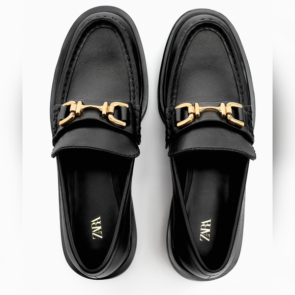 NWT Zara Lug Sole Geniune Leather Loafer - Picture 3 of 9